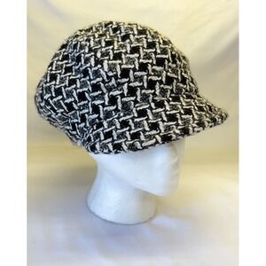 Newsboy Hat Women Cabbie Cap Black, Gray & White Wool Blend Collectioneighteen